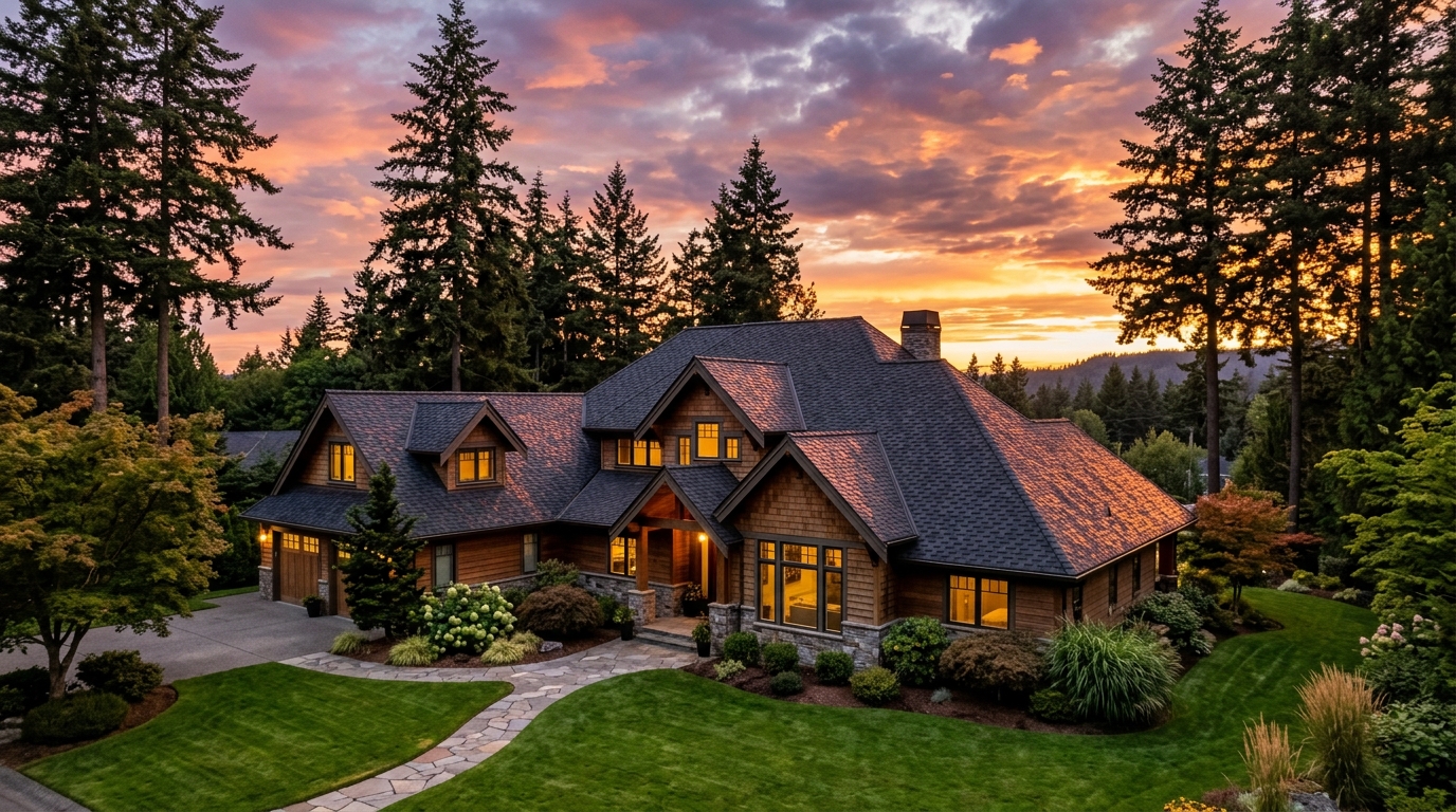 Beautiful roof installation at sunset