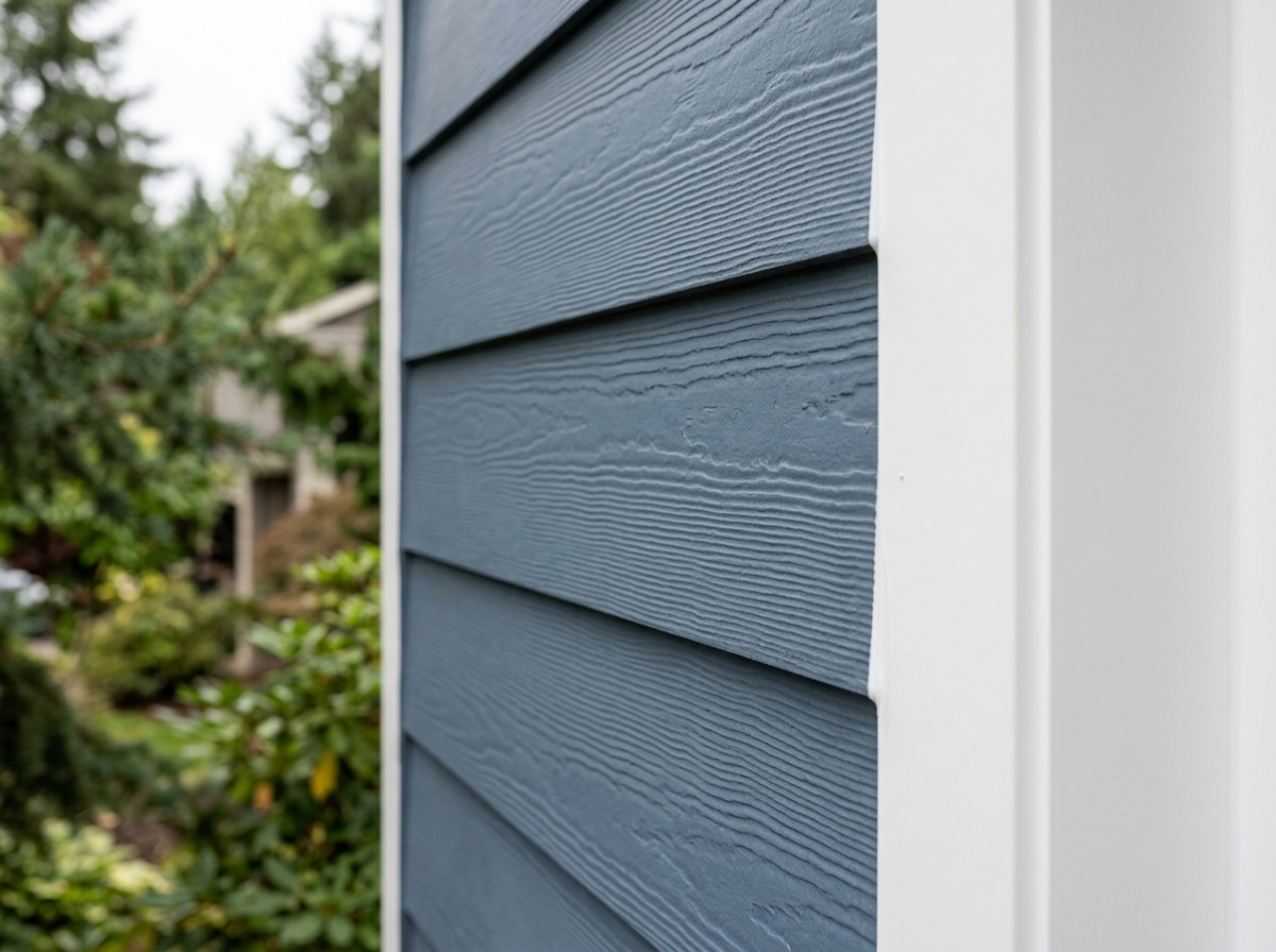 Close-up of fiber cement siding texture and installation